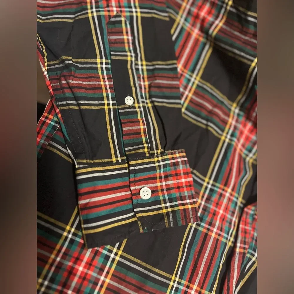 NWT J Crew Slim Holiday Tartan Plaid Shirt Red Black Sz M
